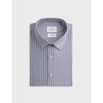 Chemise col figaret en popeline rayée marine