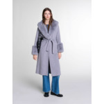 Manteau long col fausse fourrure