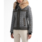 Veste de ski imprimée à col châle fourrure femme