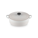 Cocotte ovale 29cm en fonte émaillée meringue