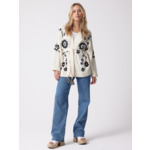 Cardigan cachemire Pima ECRU_NOIR