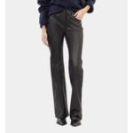 Pantalon Flare En Cuir Noir Femme