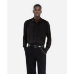 Chemise En Jacquard Imprimé Plumes Noire Homme