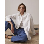 Chemise oversize faith avec poches en oxford gratté uni blanc