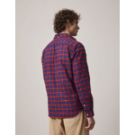 Chemise aristote col italien en flanelle de coton à carreaux rouge