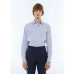 Chemise à col droit en serge de coton