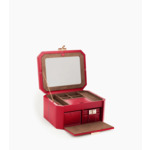 Grande boite à bijoux fermoir T en cuir