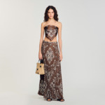 Jupe longue plissée à imprimé bandana