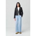 Veste cuir grainé noir