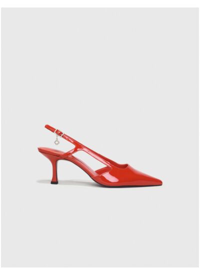 Escarpins slingback en cuir vernis