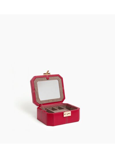Petite boite à bijoux fermoir T en cuir