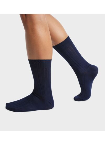 Lot de 2 paires de chaussettes homme Bleu Marine en fil d’Écosse Dim