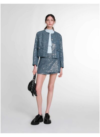 Veste en tweed ornée de sequins