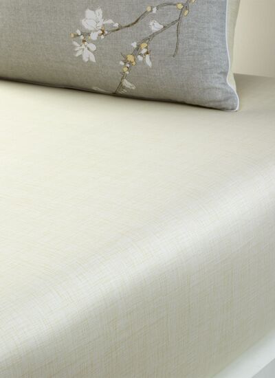 BOSS Home - Drap housse en satin de coton ecru, Almond Flowers