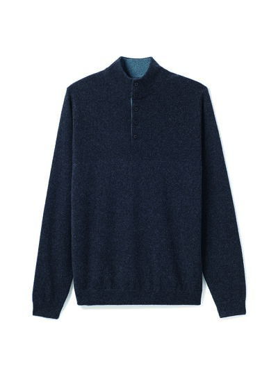 Pull col montant bicolore - Homme - KHOL/BLEU MINERAL