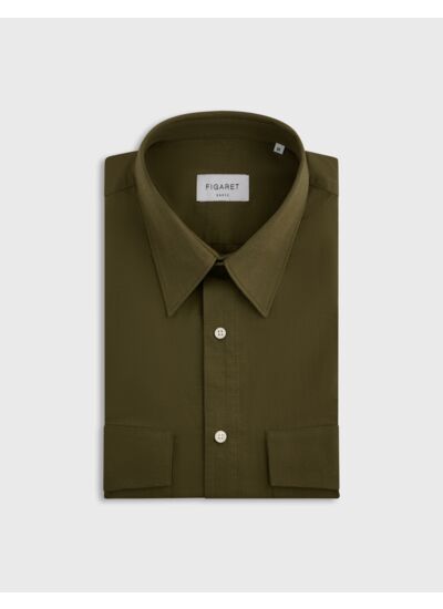 Chemise irwin col prodigieux avec poches poitrine en ripstop uni kaki