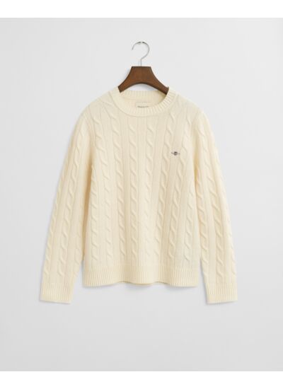 Lambswool Cable Knit Crew Neck Swea