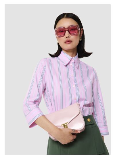 Chemise Charlot-rose à rayures en popeline
