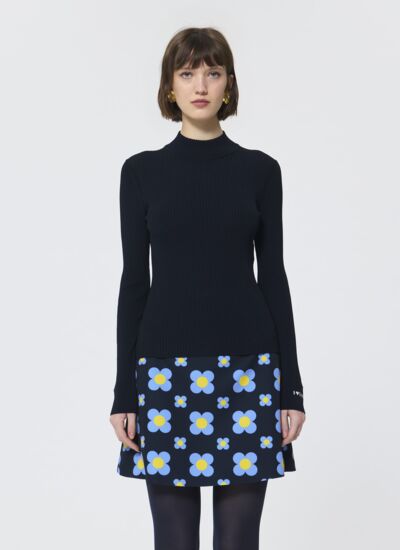 Tara Jarmon Pull prudie - bleu nuit en maille côtelée extrafine