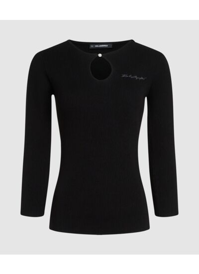 KEYHOLE DETAIL KNIT TOP