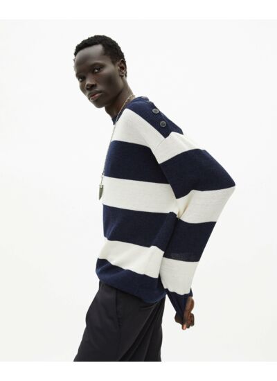 Pull Mariniere Detail Ouverture Col