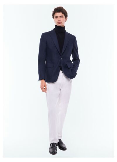 Veste droite en laine à chevrons