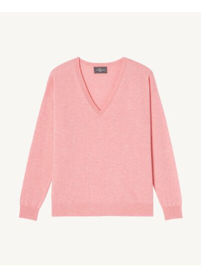 Pull col V ample fin - Femme - ROSE RETRO