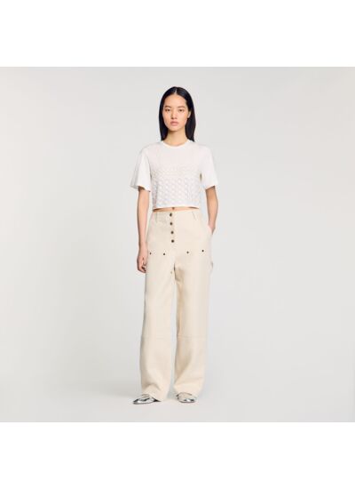 T-shirt court perlé