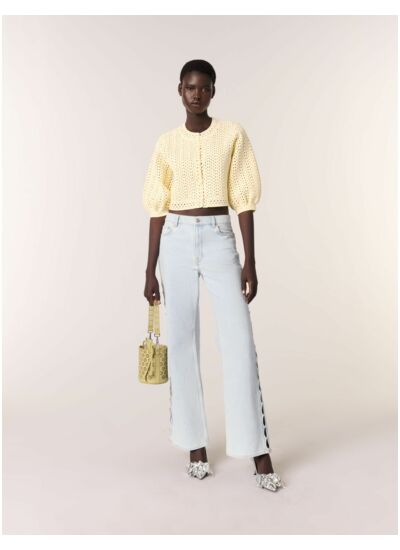 Cardigan court en crochet strassé