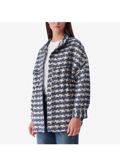 Veste Longue En Tweed Lurex Tinat