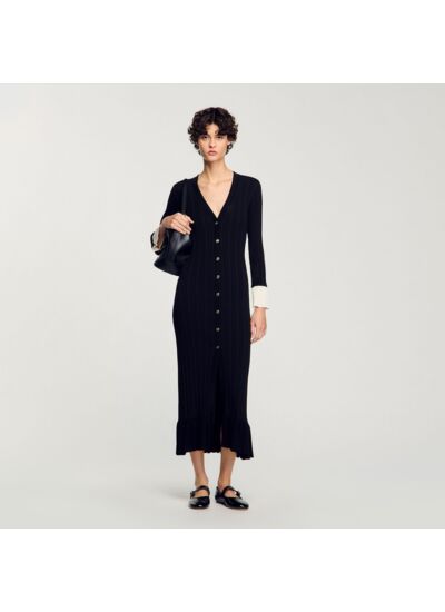 Robe longue en maille bicolore