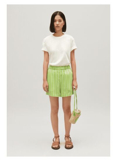 Short fluide rayures matcha