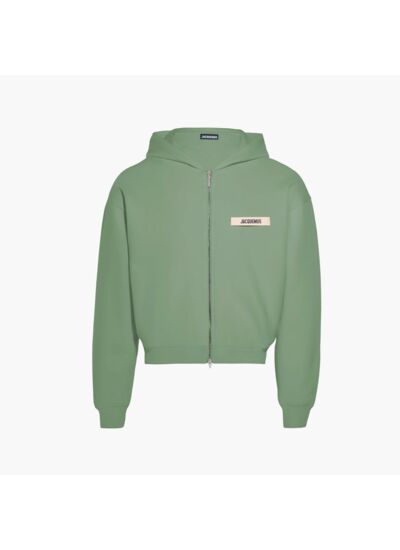 Jacquemus Hoodie Gros Grain Zippé Vert Clair