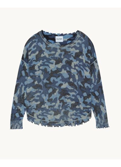 Pull Mela Camou Pull cachemire col rond liquette