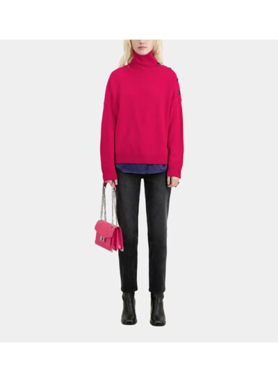 Pull Col Cheminee Et Patte Boutonnee Femme