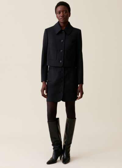 Claudie pierlot Veste boîte laine mélangée noir
