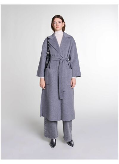 Manteau long double face ceinturé
