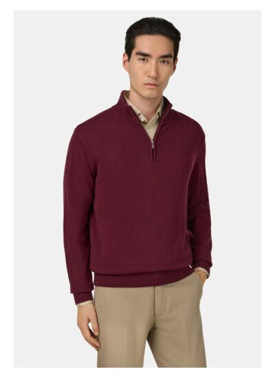 Pull Demi Zip En Maille De Cachemire Mélangé