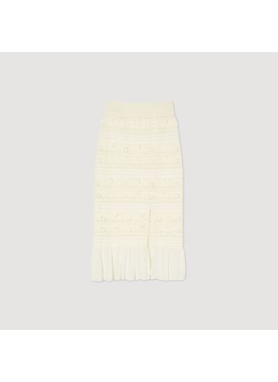 Jupe midi en maille ajourée