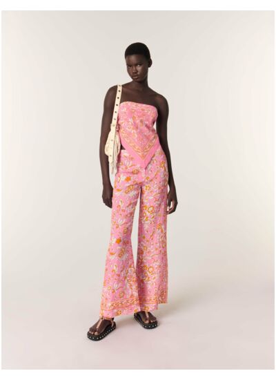 Pantalon en lin imprimé