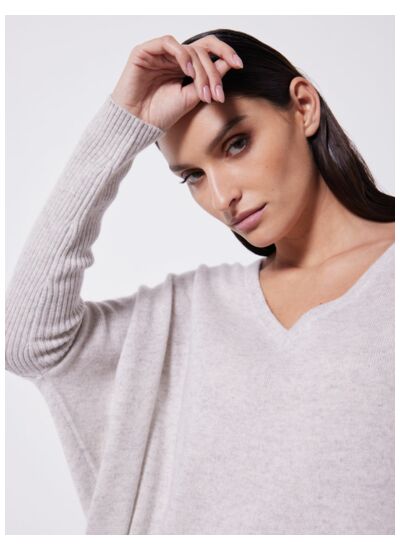 Pull poncho cachemire Faustine WHITE CHINE