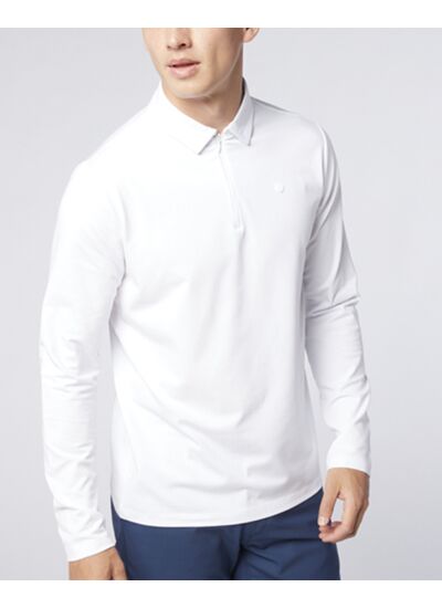 Polo manches longues manches longues zip 3/4 blanc