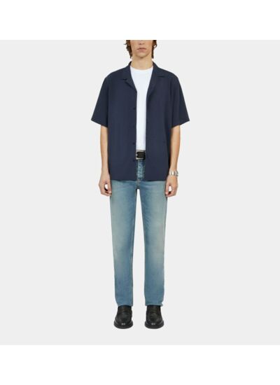 Chemise Bleu Marine Manches Courtes Homme