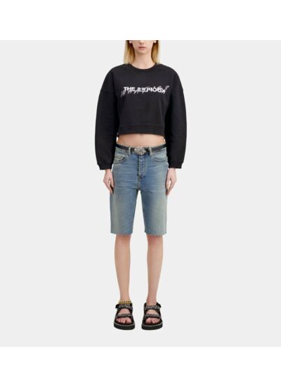 Sweatshirt What Is Court Noir Avec Strass Femme