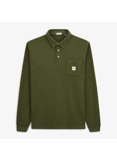 Polo manches longues Logano gaufré vert militaire