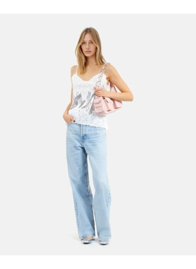 Caraco À Sequins Et Dentelle Argenté Femme