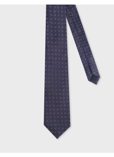 Cravate en soie à motifs marine