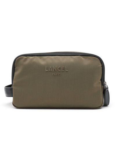 Lancel Escale - trousse de toilette 2 zip - kaki fonce