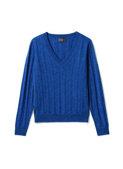 Pull V à chevrons et pointelle - Femme - GEAI