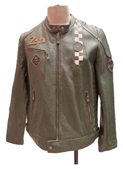 Blouson cuir 24H le mans Edgar vert